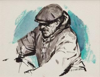 Appraisal: Milton C Weiler Two SketchesHunter in Sneakboxsigned M C W