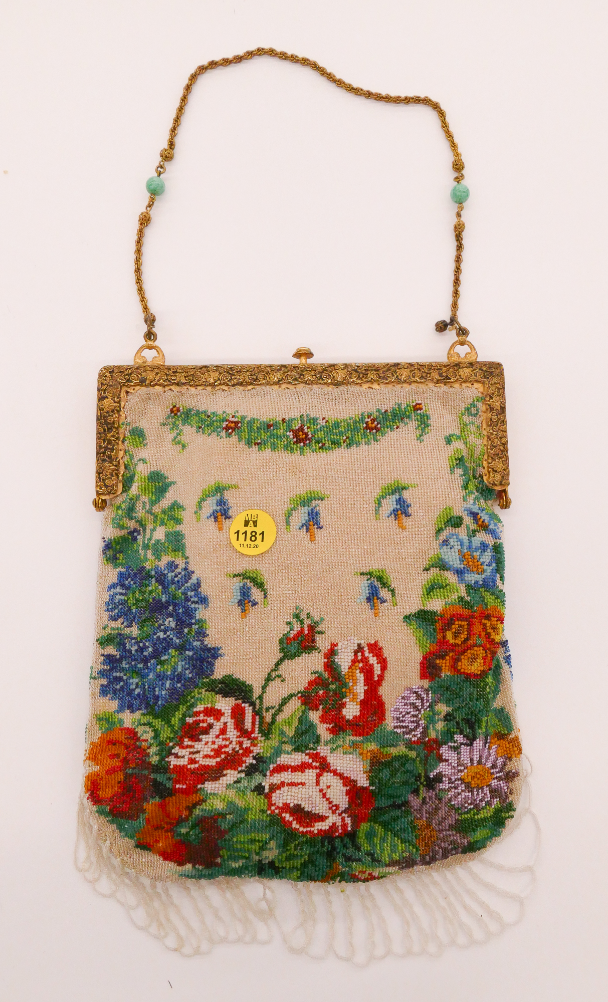 Appraisal: Impressive Floral Beaded Large Handbag- ''