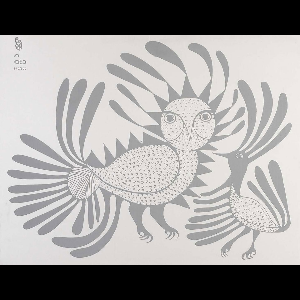 Appraisal: KENOJUAK ASHEVAK - E - Cape Dorset TALKING BIRDS Alumimum