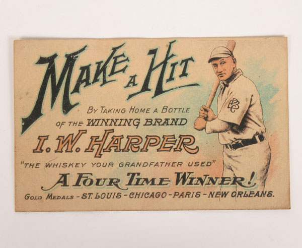 Appraisal: Original Honus Wagner trade card advertiser featuring I W Harper