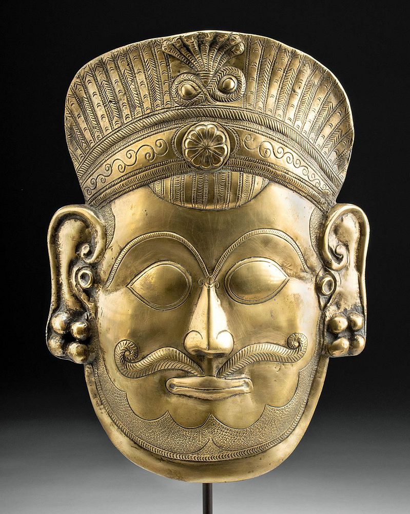 Appraisal: th C Indian Brass Mask Hindu Deity Shiva South Asia