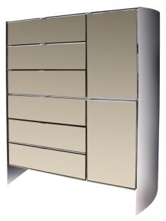 Appraisal: ELLO MODERN CHROME BRONZE MIRRORED CHEST Modern chest by Ello