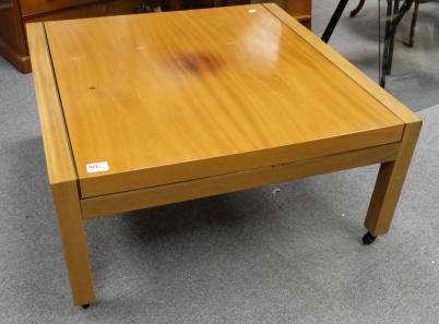 Appraisal: th Century Brass and wood coffee table marked 'PB' x