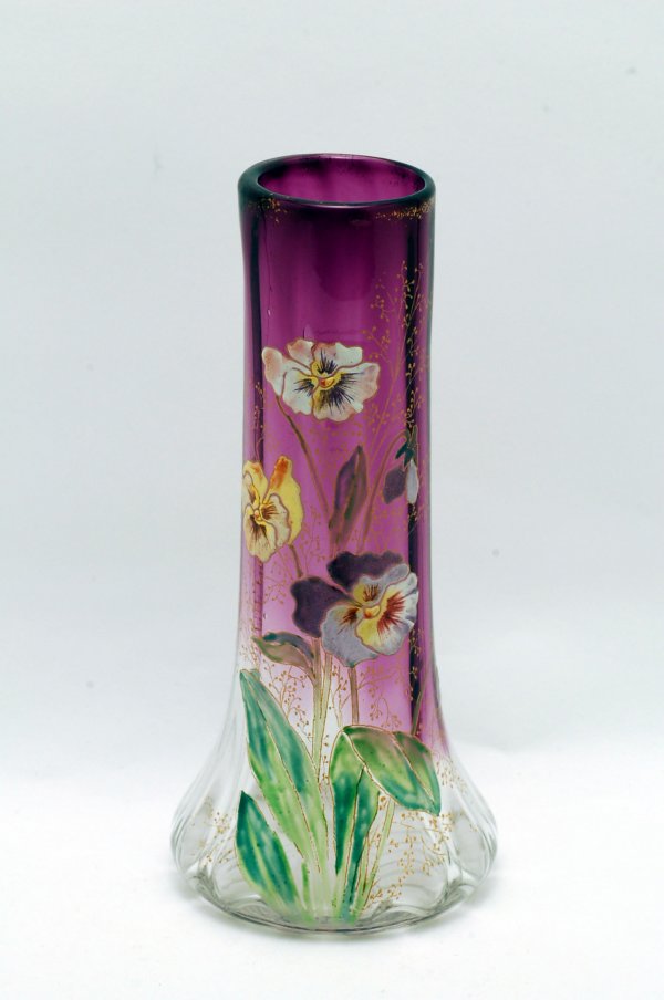 Appraisal: Moser Art Nouveau vase cylindrical in shape with flared base