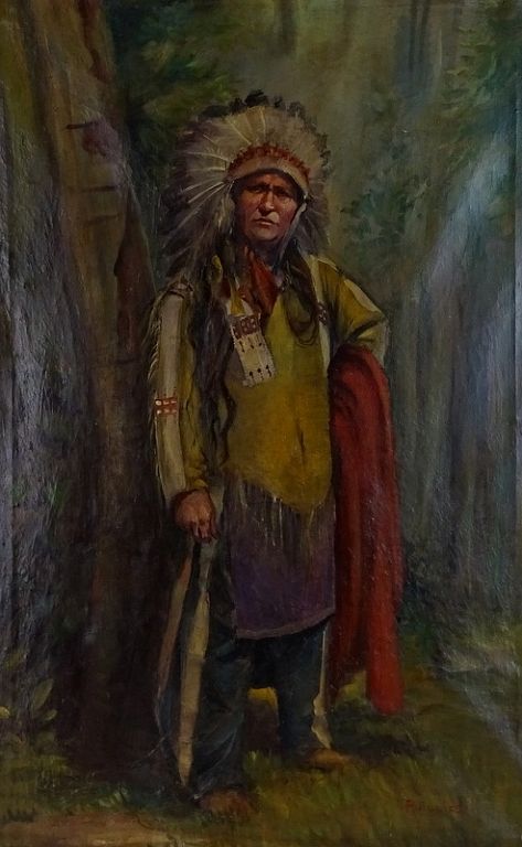 Appraisal: Indian Chief Oil Painting On canvas Indian Chief Oil Painting