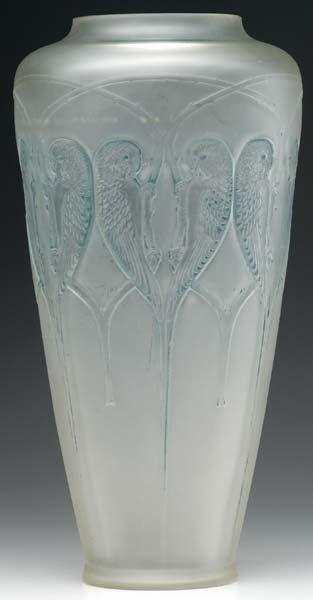 Appraisal: RENE LALIQUE Inseparables rare vase of frosted glass with blue-gray