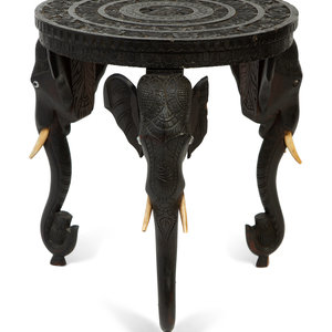 Appraisal: An Anglo-Indian Carved Teak Elephant-Leg Table TH TH CENTURY Height