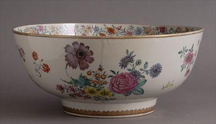 Appraisal: CHINESE EXPORT PORCELAIN FAMILLE ROSE PUNCH BOWL WITH MYTHOLOGICAL SCENE