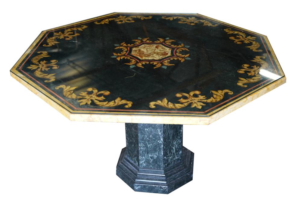 Appraisal: SCAGLIOLA OCTAGONAL CENTER TABLE th century the top with foliate