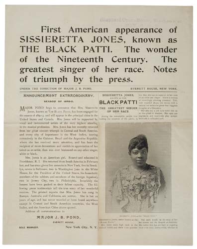 Appraisal: MUSIC Jones Sissieretta First American Appearance of Sissieretta Jones known