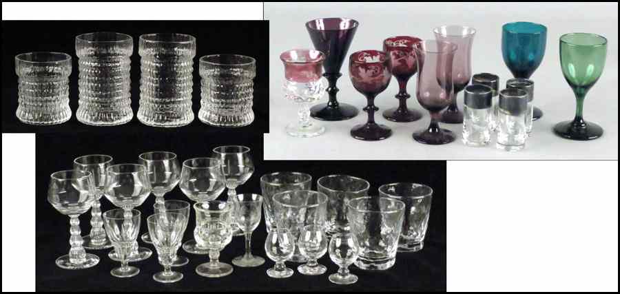 Appraisal: COLLECTION OF PRESSED AND CUT GLASS STEMWARE Comprising cordials tumblers