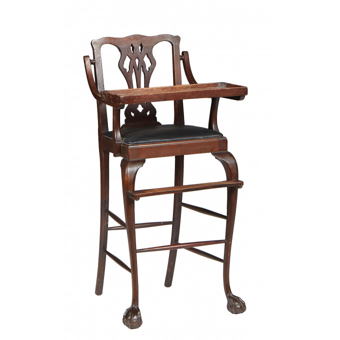 Appraisal: English Carved Mahogany Chippendale Style High Chair early th c