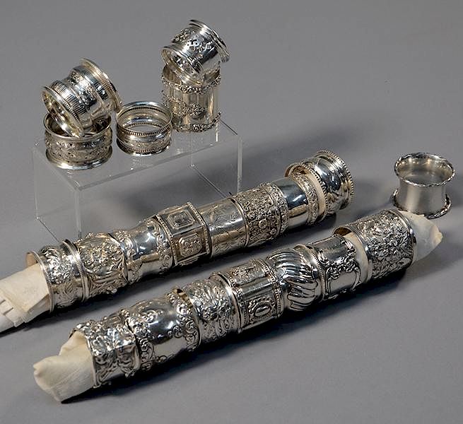 Appraisal: sterling th th C fancy napkin rings sterling th th