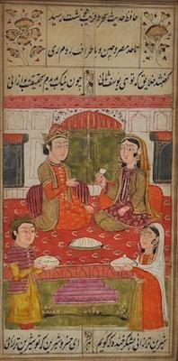 Appraisal: An th Century Indian Miniature Illustration Depicting figures in a