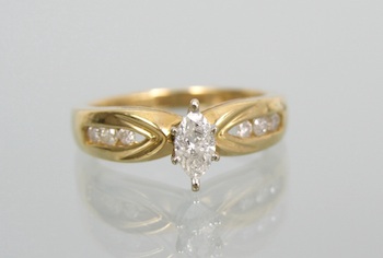 Appraisal: A Ladies' Marquis Cut Diamond Ring k yellow gold ring