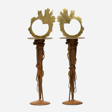 Appraisal: Albert Paley ECLIPSE CANDLEHOLDERS PAIR Paley StudioUSA forged and fabricated