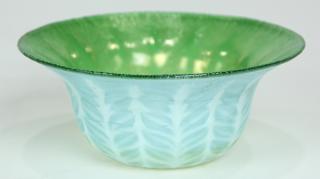 Appraisal: Tiffany Studios New York green favrile bowl the rim having