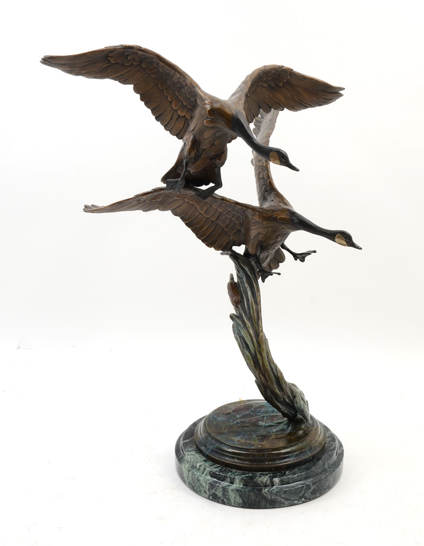 Appraisal: SMITH Geoffrey American th st C Geese in Flight Bronze