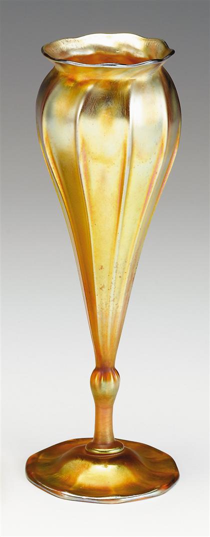 Appraisal: Tiffany Studios favrile glass floriform vase early th century The