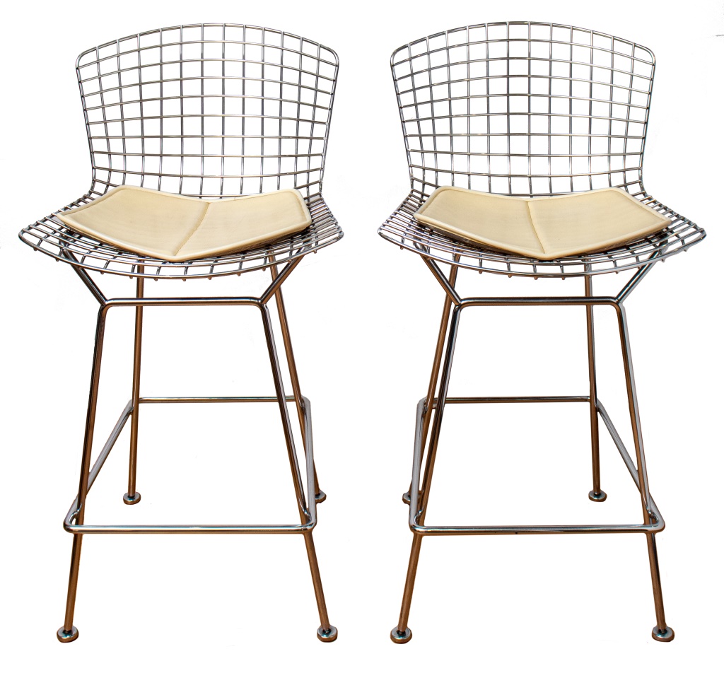 Appraisal: HARRY BERTOIA FOR KNOLL BAR STOOLS PAIR Pair of Modern