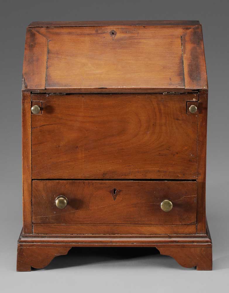 Appraisal: Miniature Chippendale Cherrywood Sugar Desk Kentucky possibly th century bracket