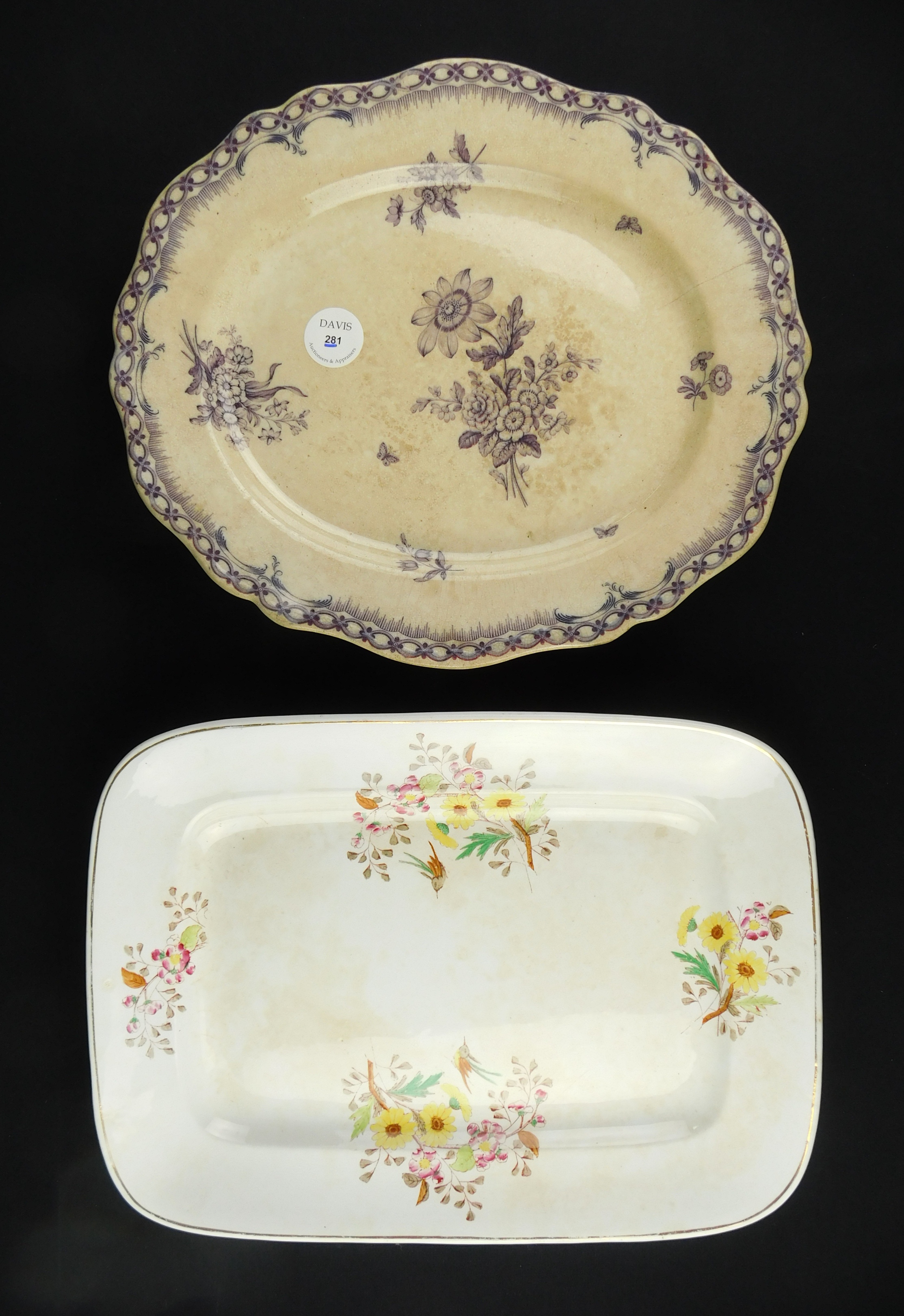 Appraisal: Ironstone platters- W E Corn Burslem x '' Chelsea x