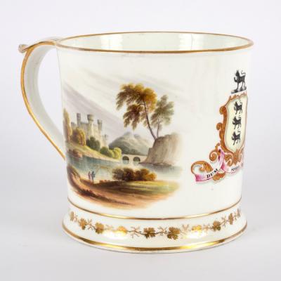 Appraisal: An English porcelain armorial mug circa perhaps Derby decorated with