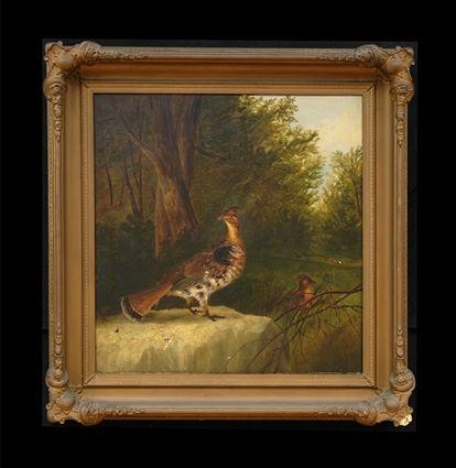 Appraisal: EUROPEAN SCHOOL GROUSE Oil on canvas x in Provenance From