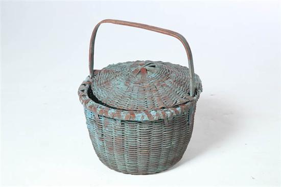 Appraisal: PAINTED BASKET American late th century woven reed and splint