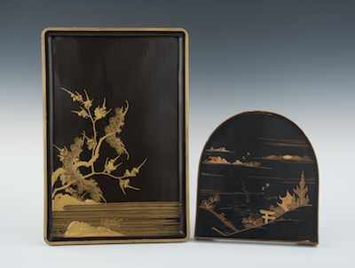 Appraisal: Two Japanese Lacquerware Trays Meiji First a rectangular tray with