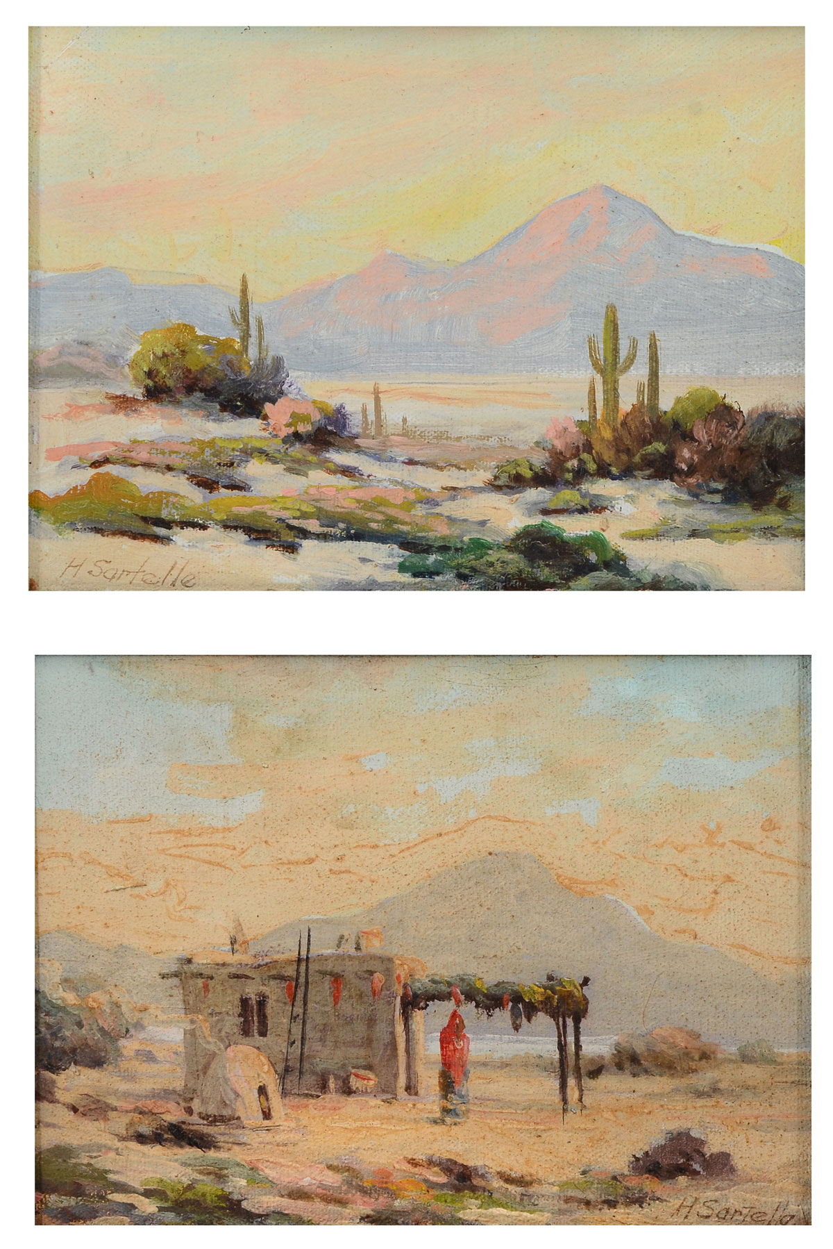 Appraisal: SARTELLE Herbert American - Desert Landscapes Depicts Cactus with Mountains