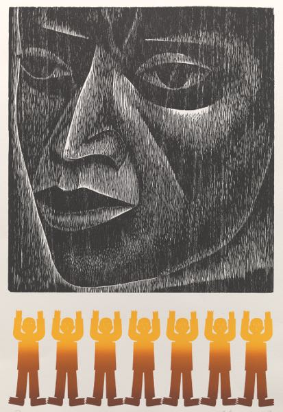 Appraisal: ELIZABETH CATLETT AMERICAN - x Man printed Woodcut and color