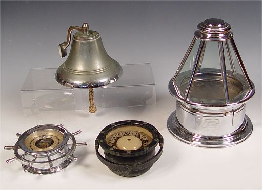 Appraisal: PIECE NAUTICAL SET To include John E Hand chrome ships