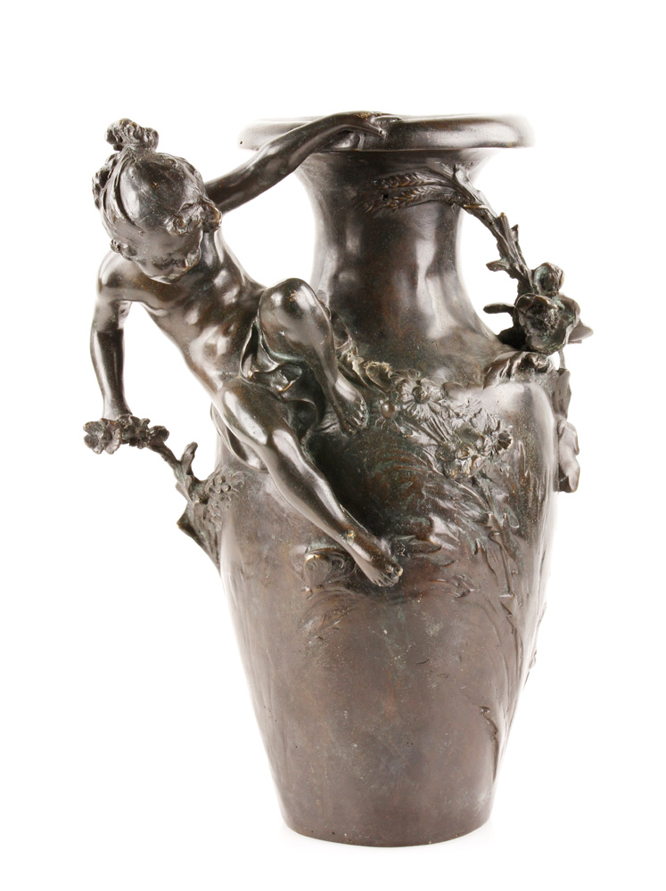 Appraisal: - Antique Figural Vase Antique figural vase bronze with the