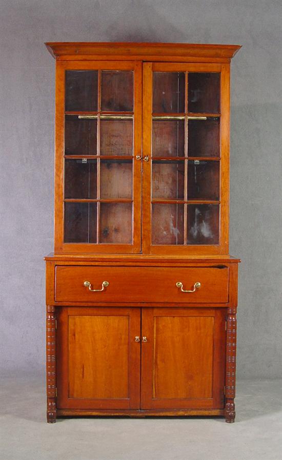 Appraisal: Cherry Stepback Cupboard Mid th Century Top with two glazed