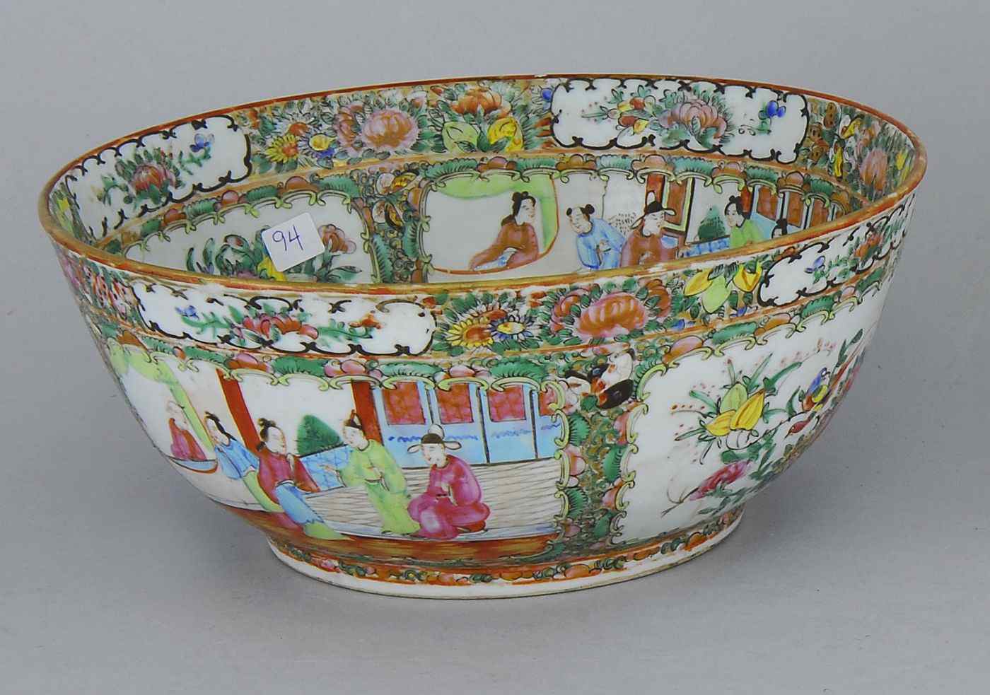 Appraisal: CHINESE EXPORT ROSE MEDALLION PORCELAIN PUNCH BOWLSecond Half of the