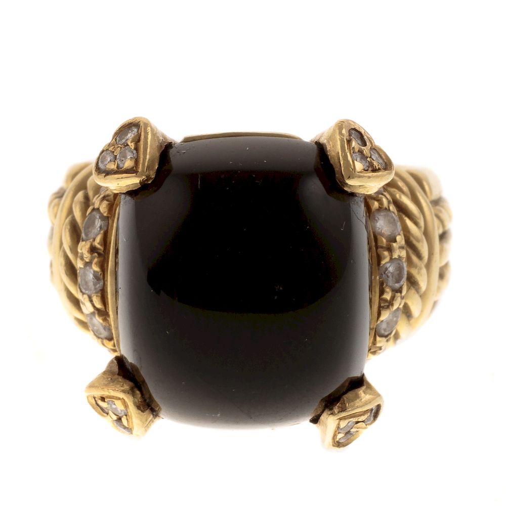 Appraisal: A Judith Ripka Onyx Diamond Ring in K K yellow