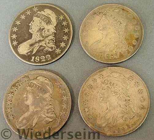 Appraisal: Four Liberty Bust silver half-dollars- F G VG scratched reeded