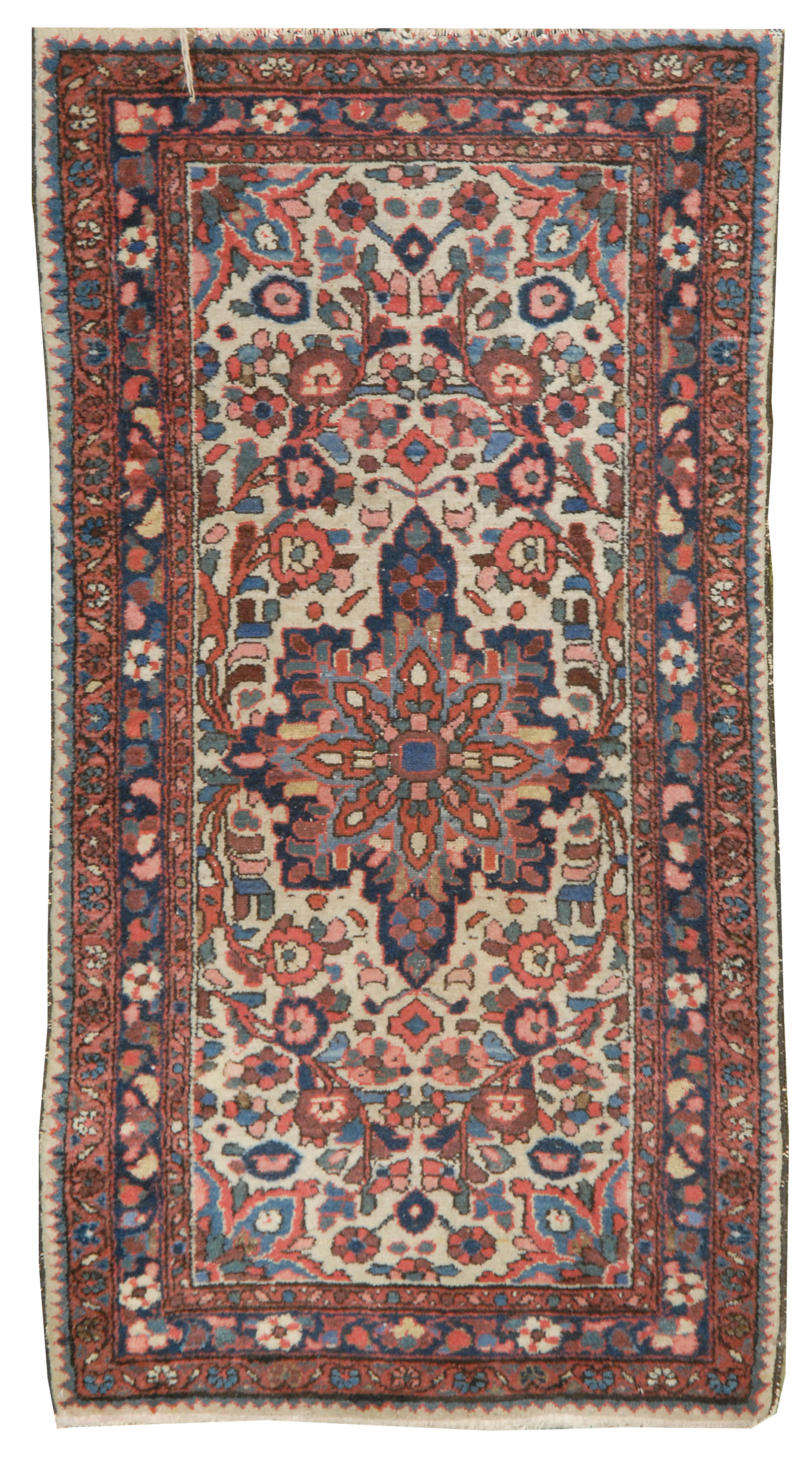 Appraisal: ORIENTAL RUG HAMADAN ' x ' Blue and red central