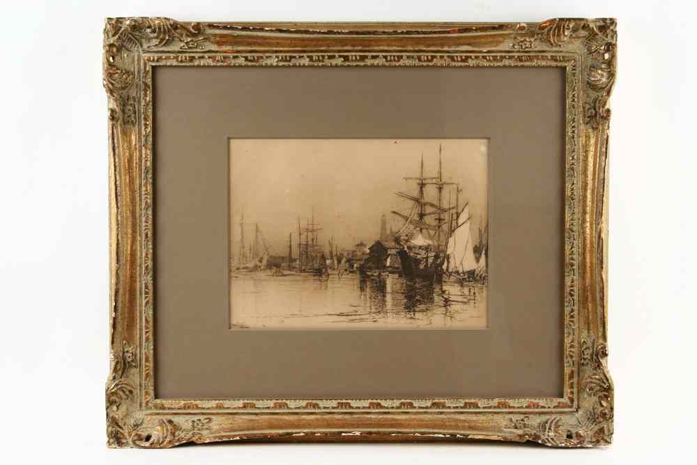 Appraisal: ETCHING - Harbor Scene by Stephen Parrish signed in plate