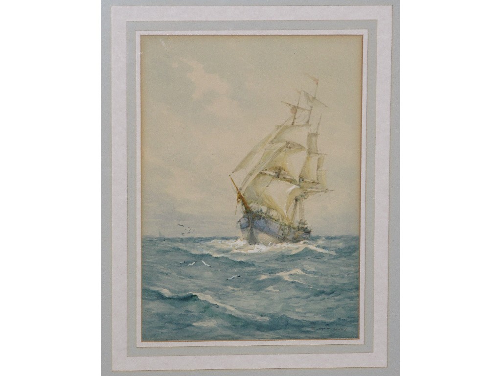 Appraisal: S McKINLEY Watercolour of a sailing ship signed