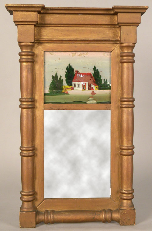 Appraisal: Painted Sheraton mirror th c l w