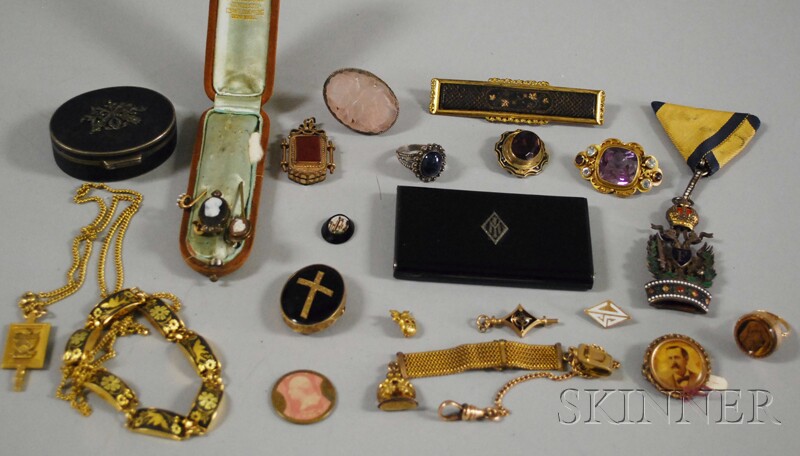 Appraisal: Lot of Antique Jewelry and Accessories including an Italian enameled