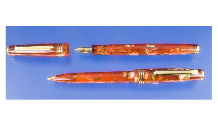 Appraisal: Tibaldi Modello amber pearl marble pen pencil set both items