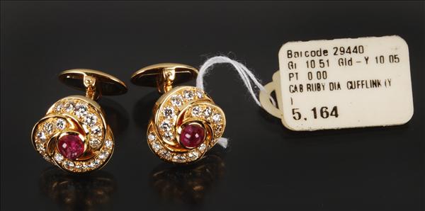 Appraisal: A pair of ruby and diamond cufflinks by Dianoor the