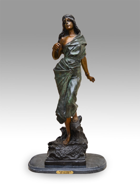 Appraisal: LARGE SLAVE GIRL BRONZE AFTER VILLANIS ''Prise de Corsair'' Patinated