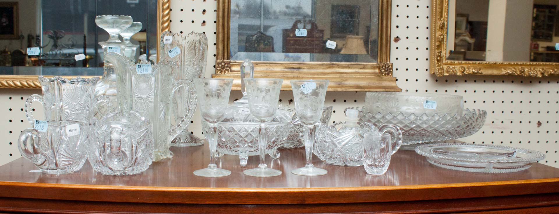 Appraisal: Assortment of glassware including bowls plates stemware decanter pitcher vases