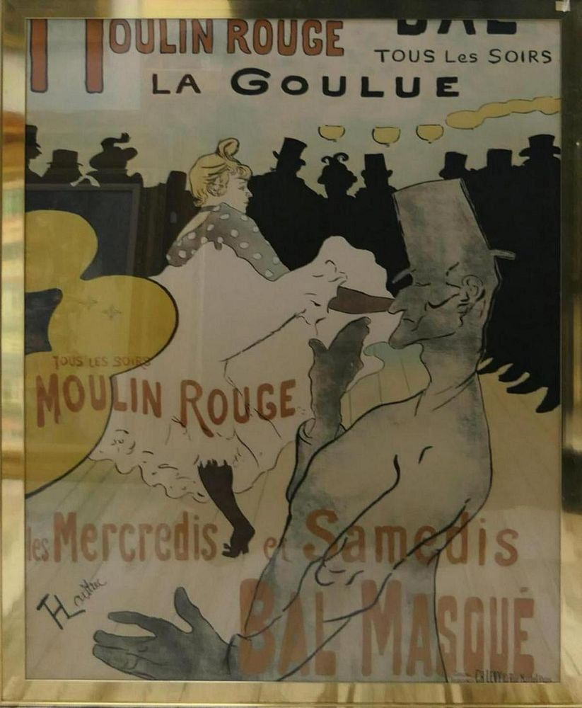 Appraisal: LARGE TOULOUSE LAUTREC MOULIN ROUGE POSTER Large reproduction Henri De