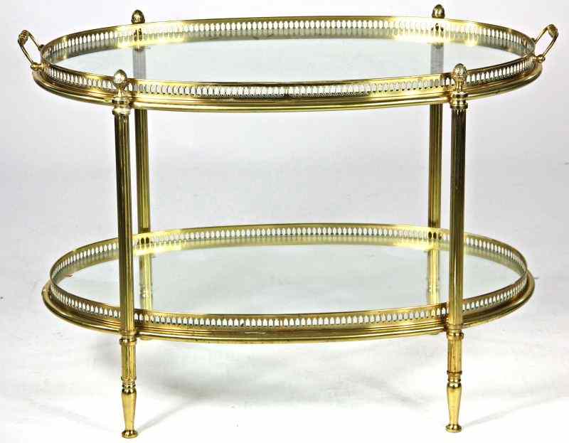 Appraisal: Regency Style Brass Tea Table th century oval form two