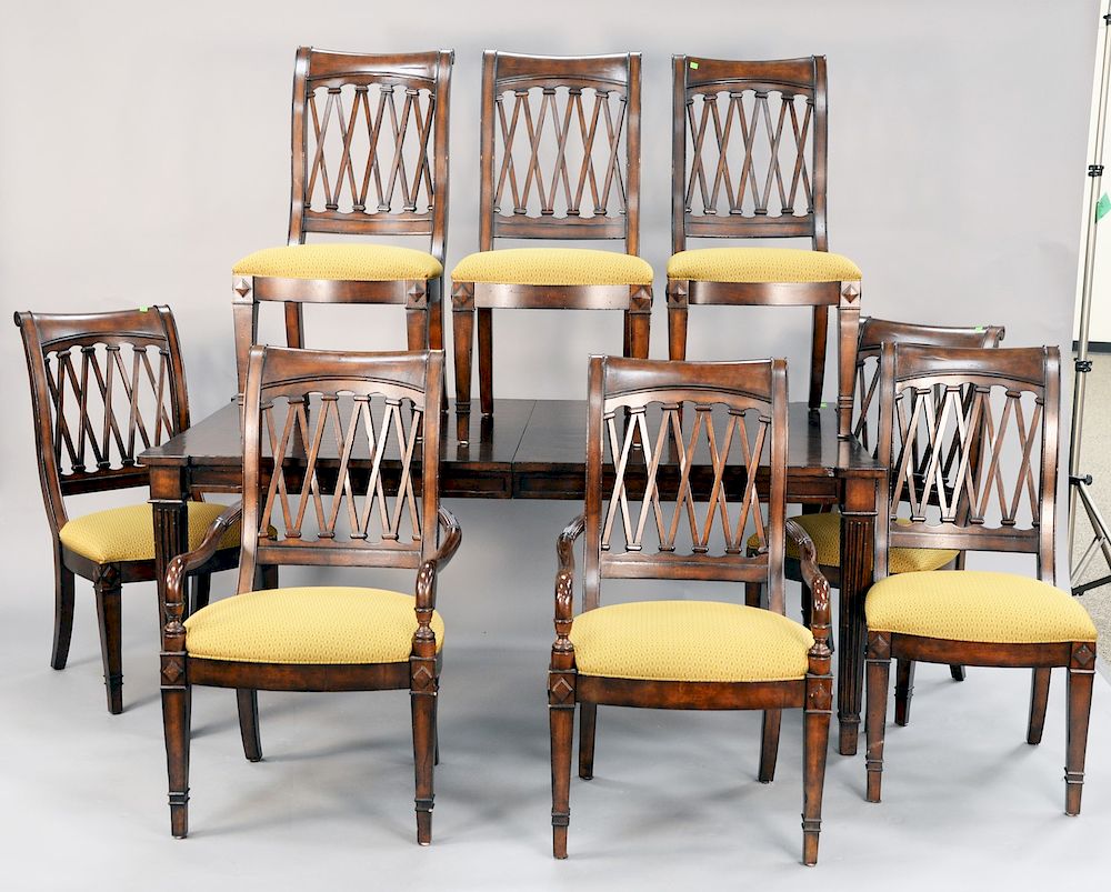 Appraisal: Nine piece Drexel Heritage dining set with table leaves each